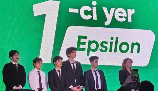 Epsilon team receiving the championship trophy